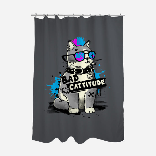 Bad Cattitude Graffiti-None-Polyester-Shower Curtain-NemiMakeit