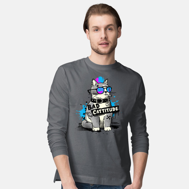 Bad Cattitude Graffiti-Mens-Long Sleeved-Tee-NemiMakeit