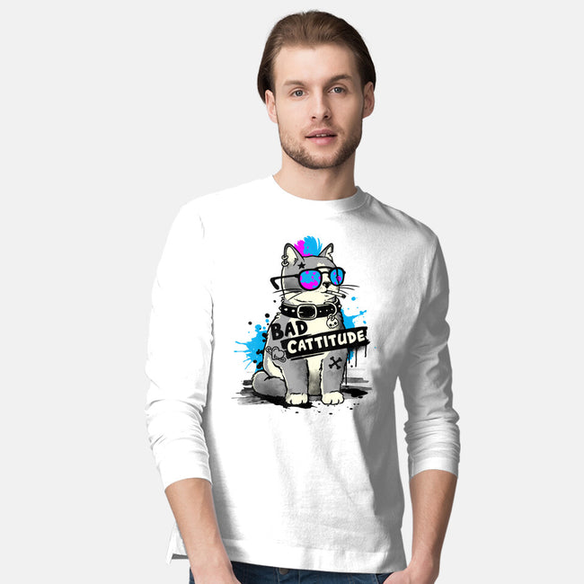 Bad Cattitude Graffiti-Mens-Long Sleeved-Tee-NemiMakeit