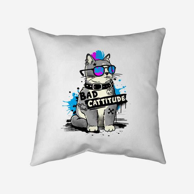 Bad Cattitude Graffiti-None-Removable Cover w Insert-Throw Pillow-NemiMakeit