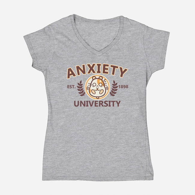 Anxiety University-Womens-V-Neck-Tee-NemiMakeit