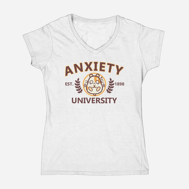 Anxiety University-Womens-V-Neck-Tee-NemiMakeit