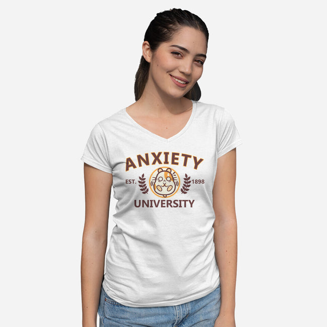 Anxiety University-Womens-V-Neck-Tee-NemiMakeit