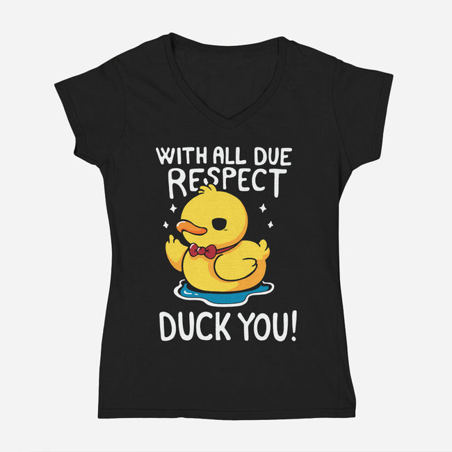 Duck You-Womens-V-Neck-Tee-Vallina84