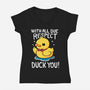 Duck You-Womens-V-Neck-Tee-Vallina84