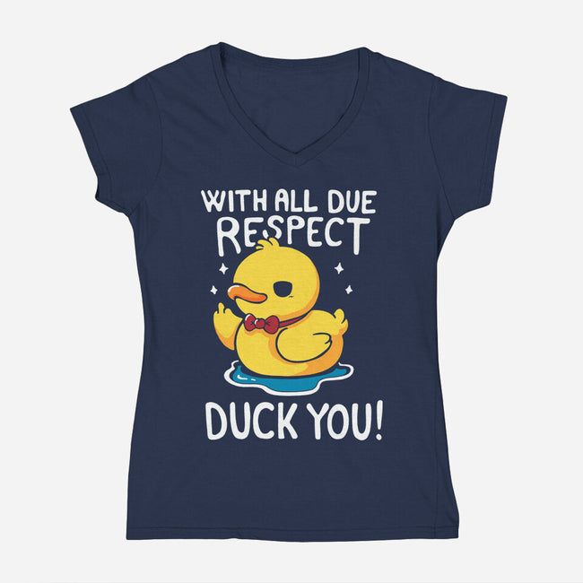 Duck You-Womens-V-Neck-Tee-Vallina84