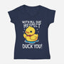 Duck You-Womens-V-Neck-Tee-Vallina84