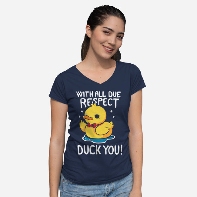 Duck You-Womens-V-Neck-Tee-Vallina84