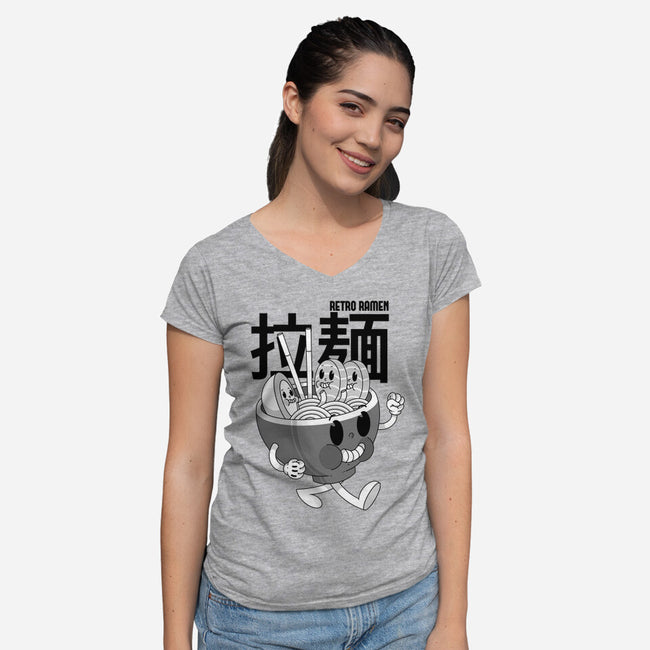 Retro Ramen-Womens-V-Neck-Tee-Tri haryadi