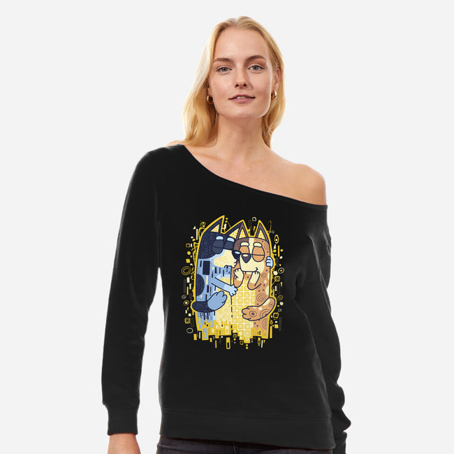 The Heelers Kiss-Womens-Off Shoulder-Sweatshirt-Olipop