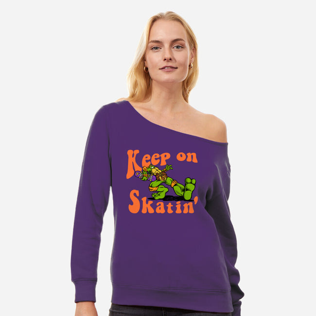 Keep On Skating-Womens-Off Shoulder-Sweatshirt-joerawks
