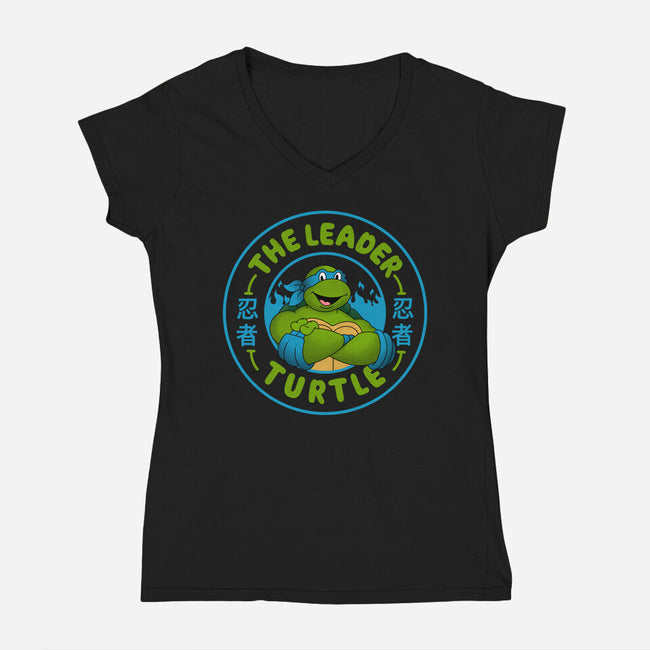 The Leader Turtle-Womens-V-Neck-Tee-Tri haryadi