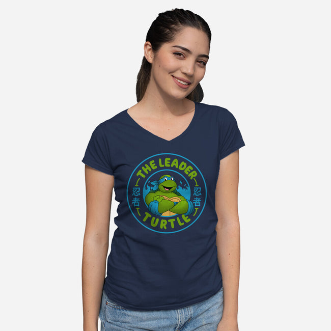 The Leader Turtle-Womens-V-Neck-Tee-Tri haryadi