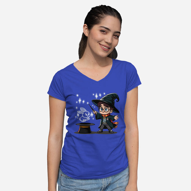 My Patronus Is A Bunny Rabbit-Womens-V-Neck-Tee-maped