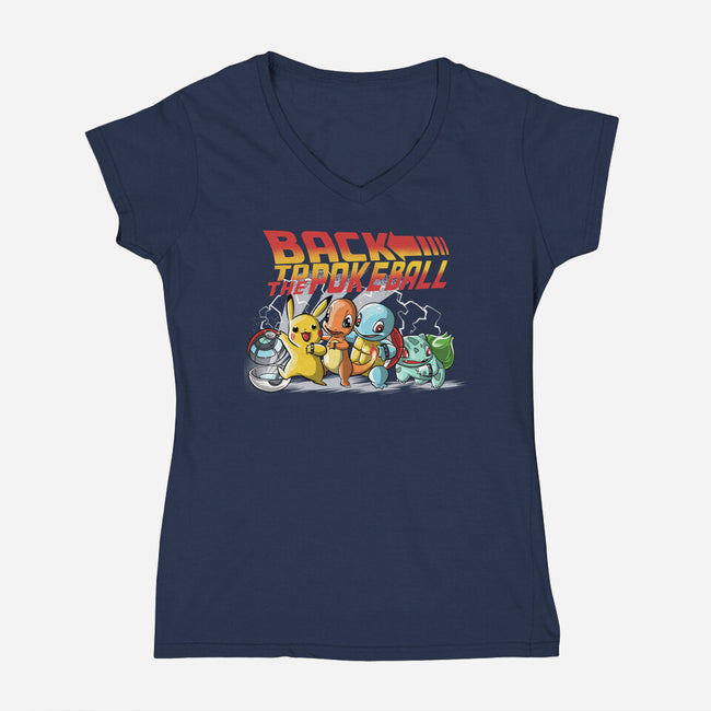 Back To The Pokeball-Womens-V-Neck-Tee-zascanauta