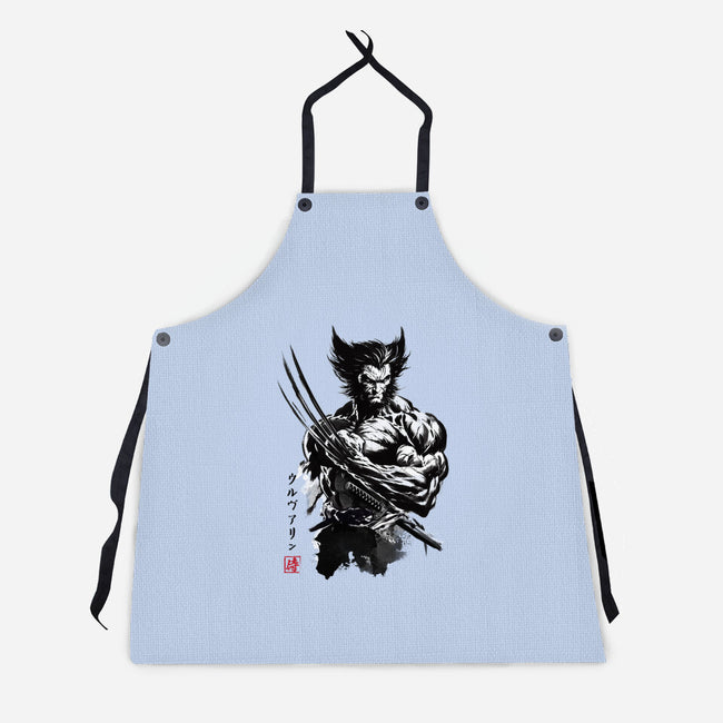 Mutant Samurai Sumi-e-Unisex-Kitchen-Apron-DrMonekers