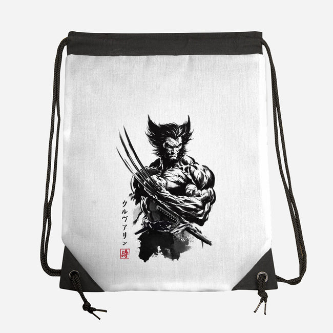 Mutant Samurai Sumi-e-None-Drawstring-Bag-DrMonekers