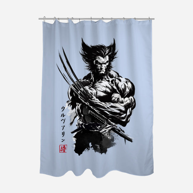 Mutant Samurai Sumi-e-None-Polyester-Shower Curtain-DrMonekers