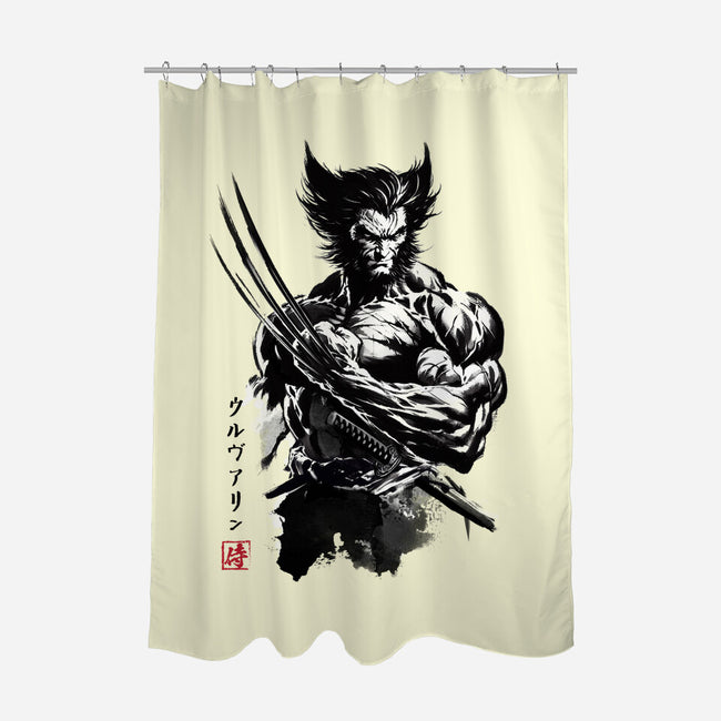 Mutant Samurai Sumi-e-None-Polyester-Shower Curtain-DrMonekers