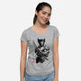 Mutant Samurai Sumi-e-Womens-V-Neck-Tee-DrMonekers