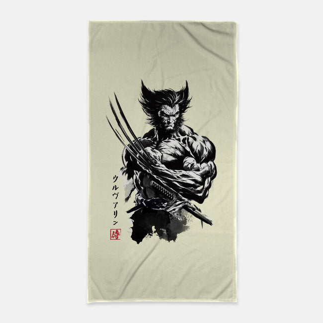 Mutant Samurai Sumi-e-None-Beach-Towel-DrMonekers
