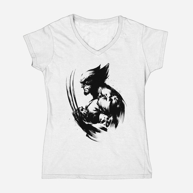 Mutant Inked-Womens-V-Neck-Tee-DrMonekers