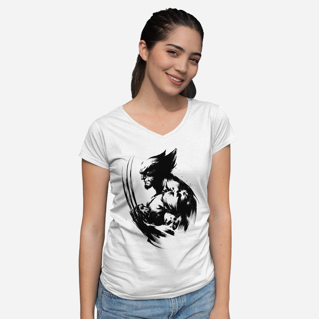 Mutant Inked-Womens-V-Neck-Tee-DrMonekers