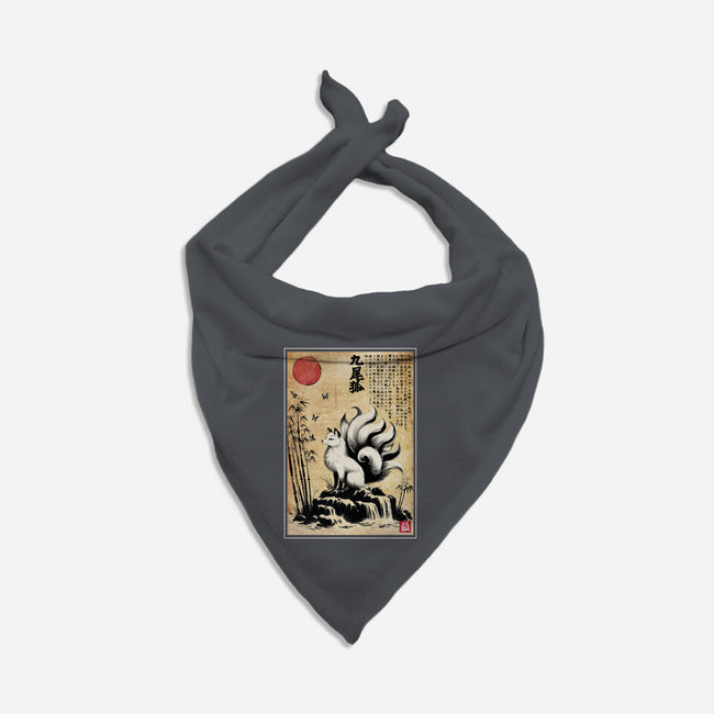 Kitsune Woodblock-Dog-Bandana-Pet Collar-DrMonekers