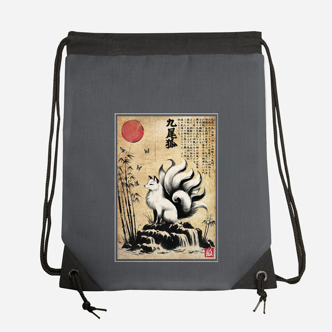 Kitsune Woodblock-None-Drawstring-Bag-DrMonekers