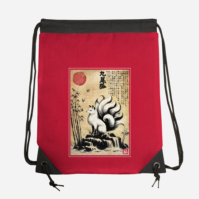 Kitsune Woodblock-None-Drawstring-Bag-DrMonekers