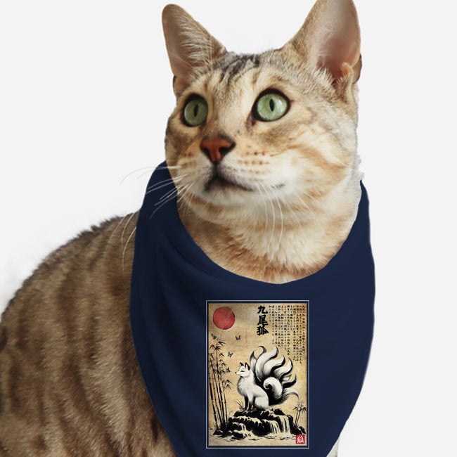 Kitsune Woodblock-Cat-Bandana-Pet Collar-DrMonekers