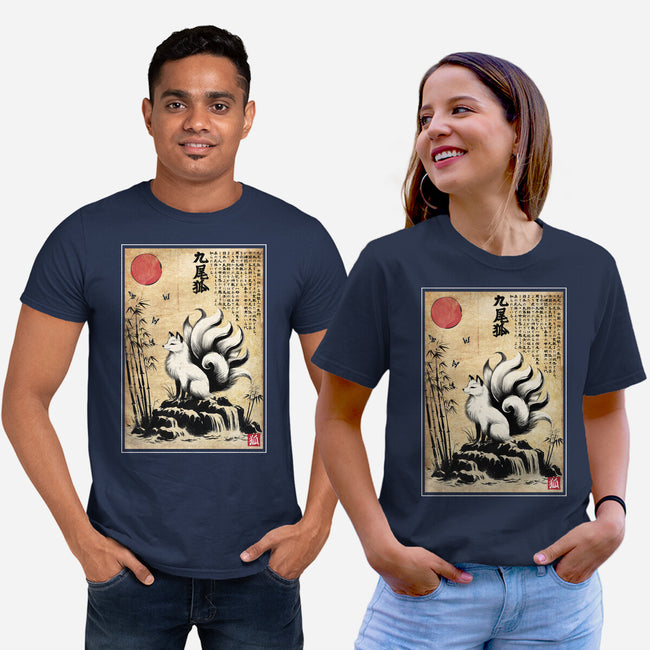 Kitsune Woodblock-Unisex-Basic-Tee-DrMonekers