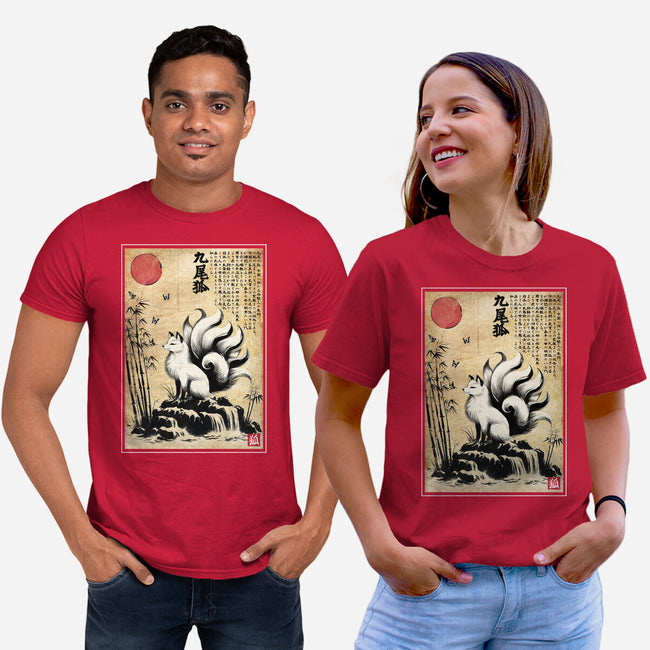 Kitsune Woodblock-Unisex-Basic-Tee-DrMonekers