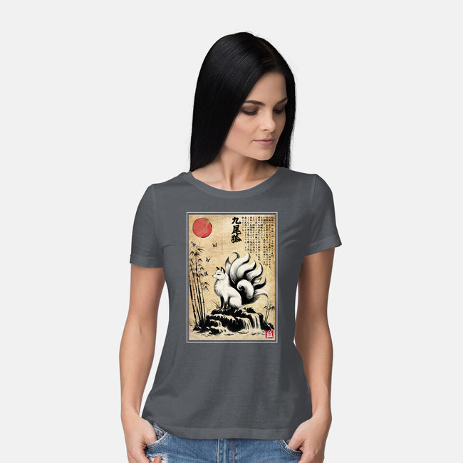 Kitsune Woodblock-Womens-Basic-Tee-DrMonekers