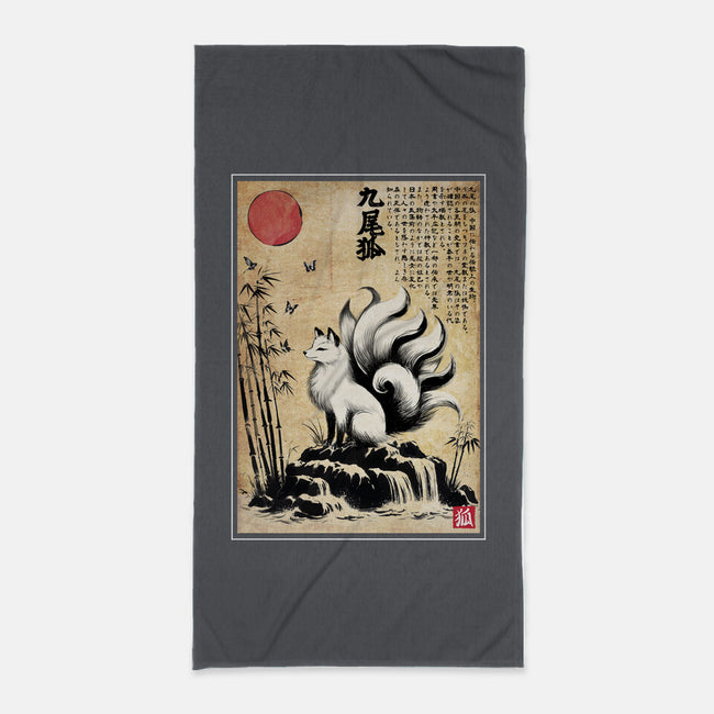 Kitsune Woodblock-None-Beach-Towel-DrMonekers