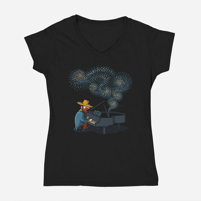 Starry Symphony-Womens-V-Neck-Tee-erion_designs