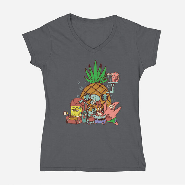 Spongebob's House-Womens-V-Neck-Tee-turborat14