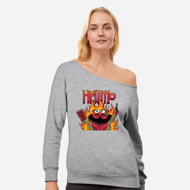 HELLMO-Womens-Off Shoulder-Sweatshirt-gaci