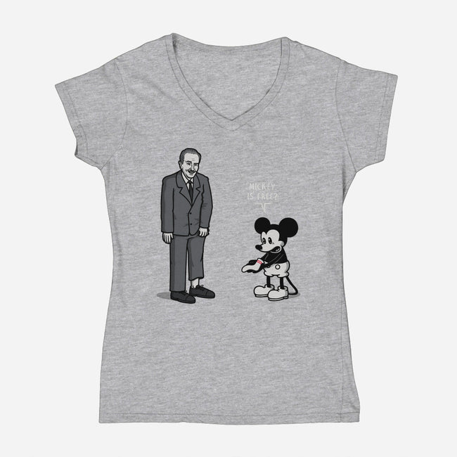 Mickey Is Free-Womens-V-Neck-Tee-Raffiti