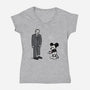 Mickey Is Free-Womens-V-Neck-Tee-Raffiti