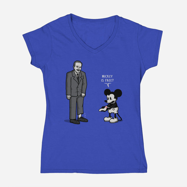 Mickey Is Free-Womens-V-Neck-Tee-Raffiti