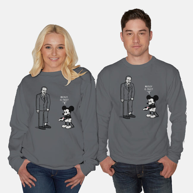 Mickey Is Free-Unisex-Crew Neck-Sweatshirt-Raffiti