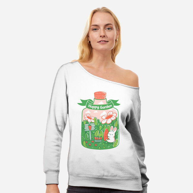 Hoppy Bunny Garden-Womens-Off Shoulder-Sweatshirt-tobefonseca