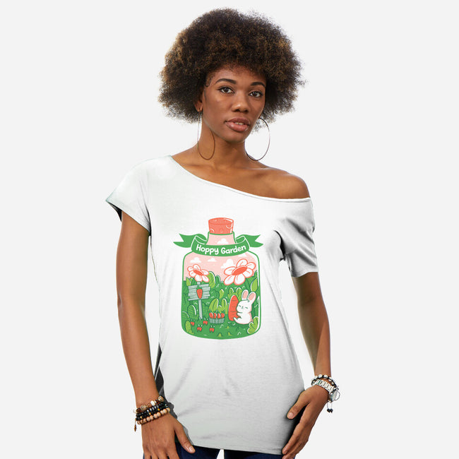 Hoppy Bunny Garden-Womens-Off Shoulder-Tee-tobefonseca