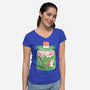 Hoppy Bunny Garden-Womens-V-Neck-Tee-tobefonseca