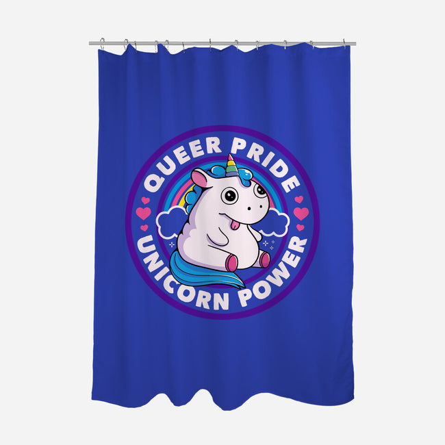Queer Pride Unicorn Power-None-Polyester-Shower Curtain-tobefonseca