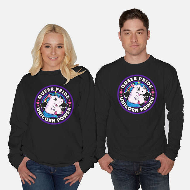 Queer Pride Unicorn Power-Unisex-Crew Neck-Sweatshirt-tobefonseca