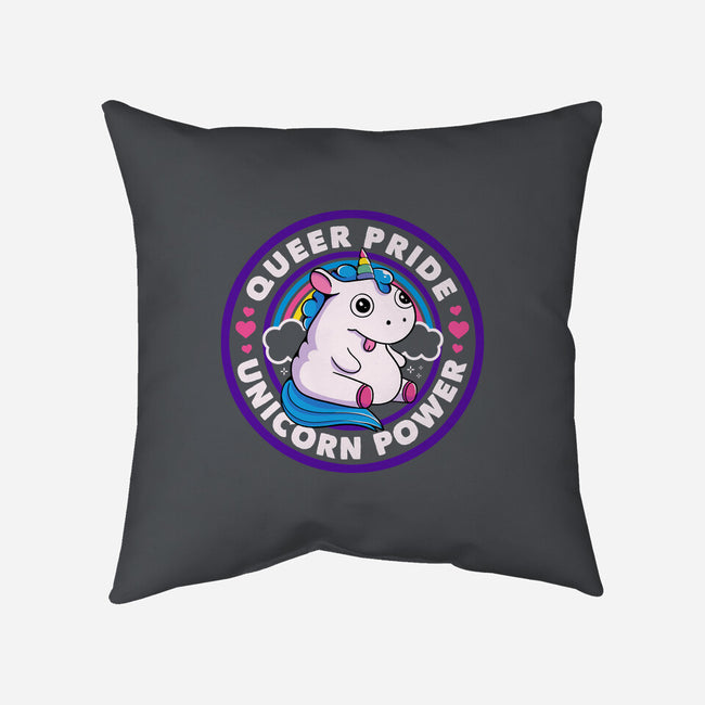 Queer Pride Unicorn Power-None-Removable Cover-Throw Pillow-tobefonseca