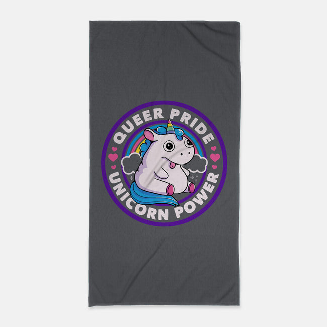 Queer Pride Unicorn Power-None-Beach-Towel-tobefonseca