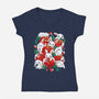 White Rabbit Rose-Womens-V-Neck-Tee-Vallina84